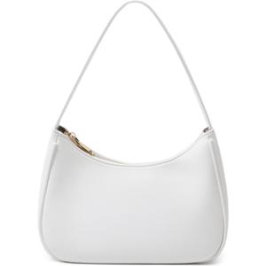 Shoulder Bags for Women, Cute Hobo Tote Handbag Mini Clutch Purse with Zipper Closure (Large, White)