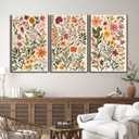 Framed Colorful Wildflower Canvas Wall Art Boho Floral Wall Decor Pictures Watercolor Flower posters Prints Botanical Artwork for Living Room Bedroom Bathroom Home Decorations (16inx24in canvas)