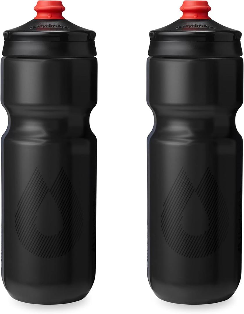 HydraPak Breakaway Surge Lightweight Bike Water Bottle 2-Pack (20oz, 25oz, 30oz) - High Flow, Cycling & Sports Squeeze Bottle (Charcoal)