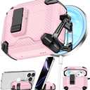 Compatible with AirPods 4th Case,Magnetic Automatic Lock with Phone Stand & Cleaning Kit,Compatible with Magsafe,Carbon Fiber Texture Cover -Pink