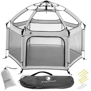 Light Grey POP 'N GO Baby Playpen - Indoor & Outdoor Playpen for Babies and Toddlers - Baby Beach Tent, Foldable, Portable W/Canopy & Travel Bag - Pop Up Pack and Play Yard