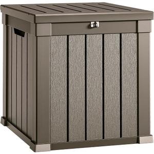YITAHOME Deck Box, 51 Gallon Weatherproof Outdoor Storage Container for Patio Cushions, Pool Supplies, Garden Tools, Lockable Lid and Side Handles, Light Brown