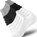 Ankle Socks for Women,Athletic Running Low Cut Women's Socks 6 Pairs (6-8, White/Black/Grey)
