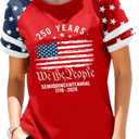 American Flag Shirt Women 4th of July Shirts USA Flag Graphic Patriotic Tshirt Raglan Color Block Tops (Red, M)