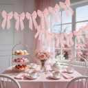 2-Strings 6.5ft Pink Bows Garland Banner, Pre-Strung Bow Party Decorations for Coquette Birthday, Bachelorette Party, Girly Pink Party Supplies, Baby Shower, Bridal Shower