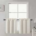 Gwine 24 Inch Length Kitchen Curtains Sets, Light Filtering Half Window Short Curtain Tiers for Bathroom Basement Cabinet Camper Small Windows, 2 PCS, Each 30" Wx24 L, Natural