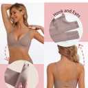Deep V Bra Low Cut Sexy Push Up Bralettes for Women Padded Comfy Smoothing Wireless Lifting Bras Seamless Bralette (L)