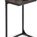 VASAGLE C-Shaped End Table, Side Table for Sofa, Couch Table with Metal Frame, Small TV Tray Table for Living Room, Bedroom, Chestnut Brown and Black ULET353B74