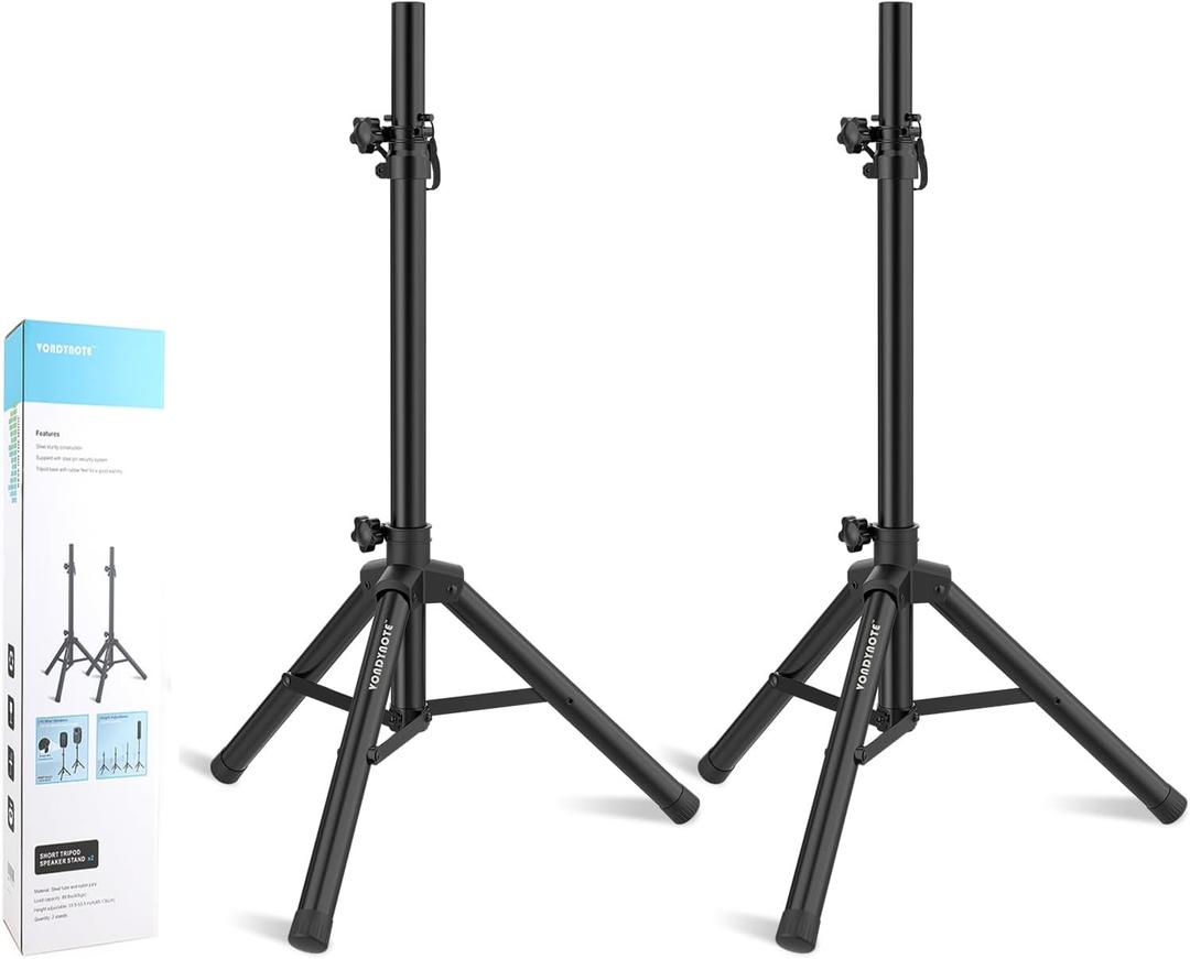 Vondynote Pair of Tripod Speaker Stands Adjustable Height from 33.5" to 53.5" Slim Mini Speaker Stand PA DJ Short Tripod Speaker Stand