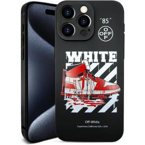 2 x Compatible with iPhone 15 Pro Case for Boys Cool Sports Basketball Shoes Style Phone Cover Soft Silicone Funny Pattern TPU Shockproof Protective Case (6.1 inch) (Black)