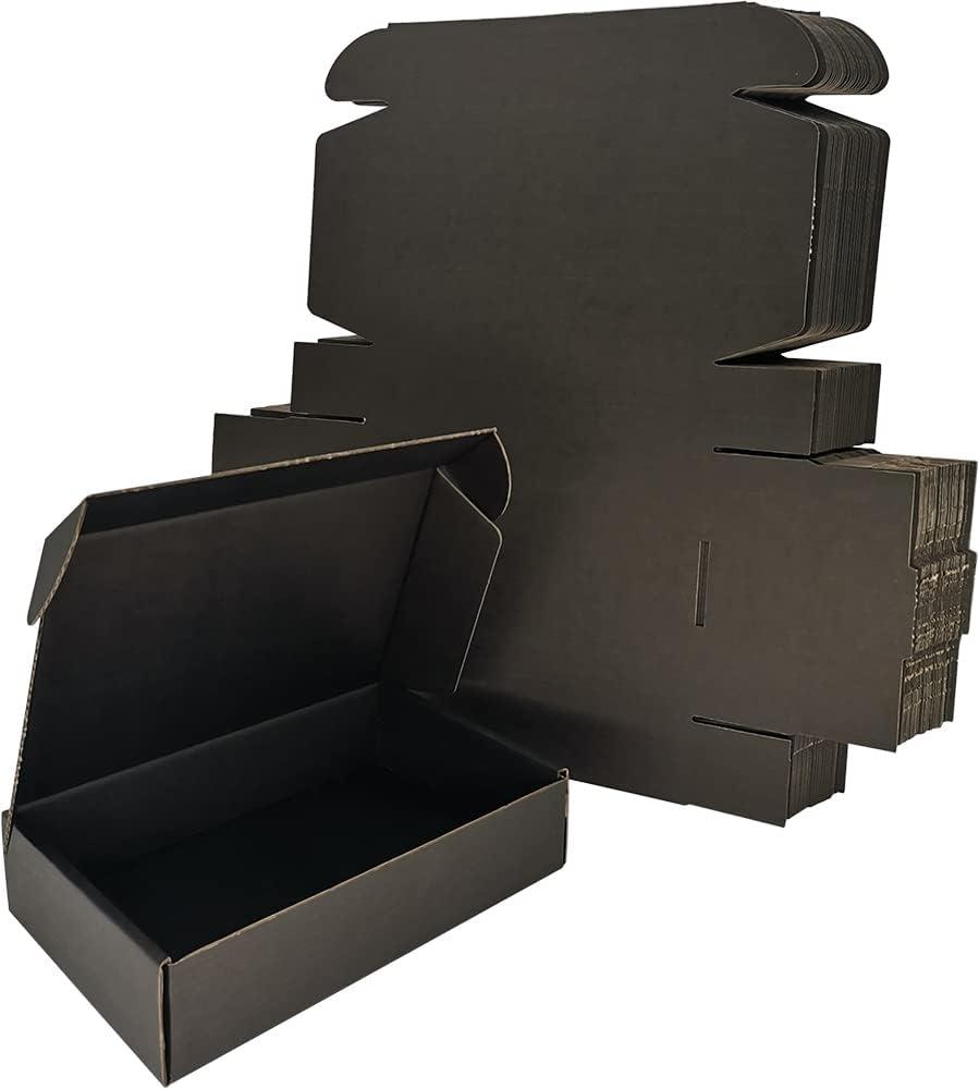 9x6x2'' Small Shipping Boxes 25 Pack, Black Corrugated Cardboard Mailers for Mailing Packaging Small Business (BK962-25)