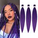 Pre stretched Braiding Hair Extensions Hot Water Setting Synthetic Hair Pre Stretched Crochet Braids Hair 16 Inch 3 Pack Purple#