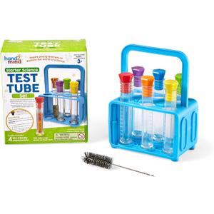 hand2mind Starter Science Lab - Flat Bottom Test Tubes with Lids, Six Tube Rack for Kids Experiments