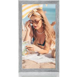 20x40 Wood Frame Gray, Rustic Natural Grey Wooden 40x20in Poster Picture Frame, Distressed 20 x 40inch Woodgrain Gallery Photo Frame with HD Plexiglass, Horizontal Vertical Wall Mounting Display 1pcs