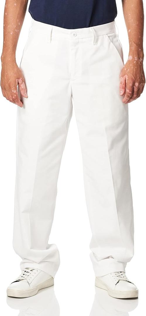 Red Kap Men's Wrinkle-Free Regular Fit Twill Blend Work Pants (52W x 34L, White)