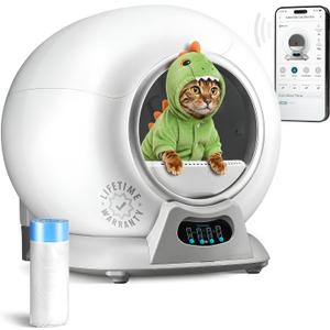 PetCove Self Cleaning Automatic Litter Box for Multi cat - XL Capacity/Quiet Operation/Odor Control/Anti-Pinch Safety/Easy App Control with Ultra Fast 5 GHz Wi-Fi - Includes Litter Bag Liners (Grey)