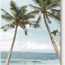 Beach Coastal Canvas Wall Art: Seaside Palm Tree Painting Seascape Swing Hanging on Coconut Trees Picture Light Blue Seawater Ocean Artwork Decor for Living Room 36"x24"x1panel