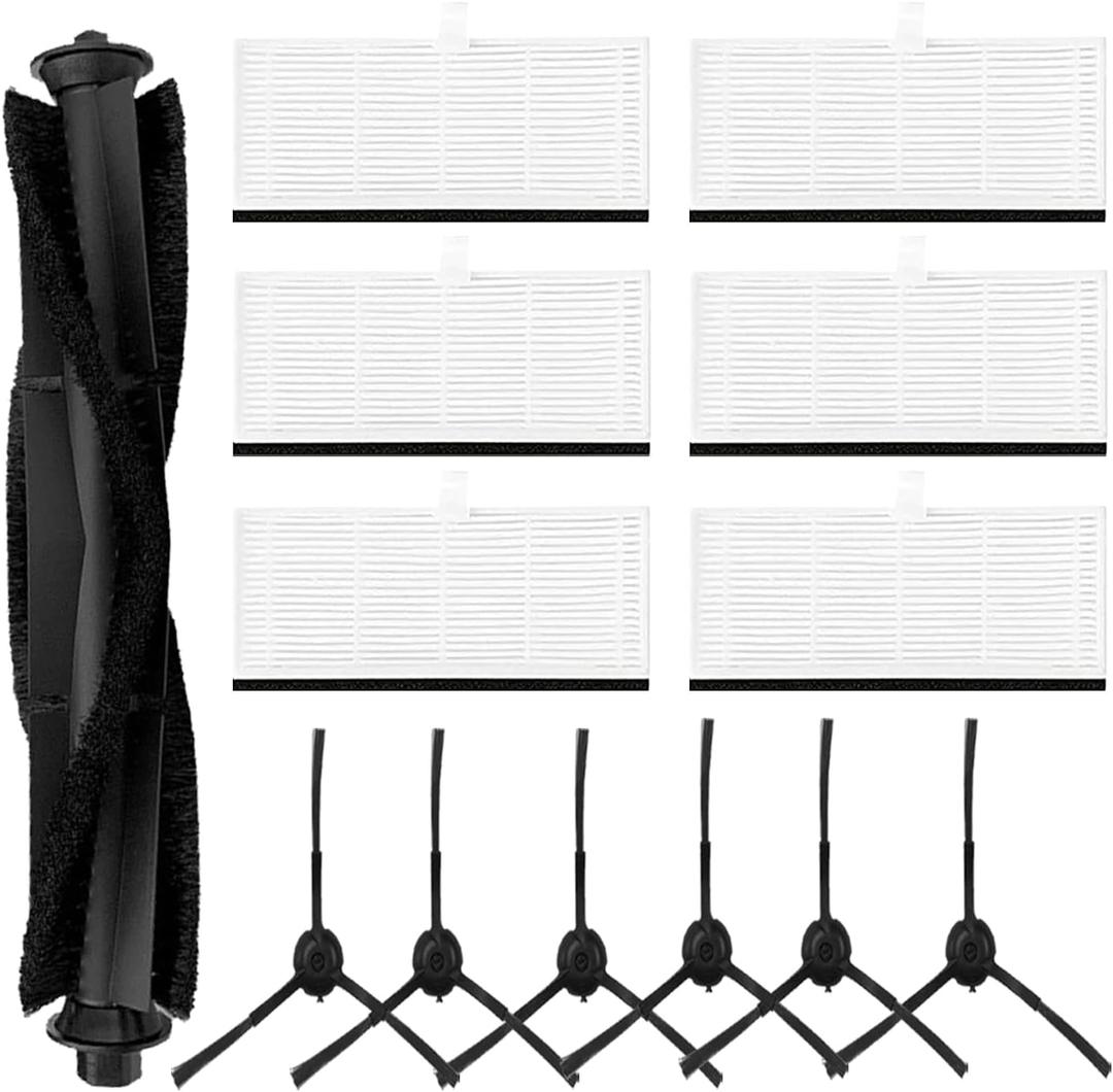 Replacement Spare Parts for Vactidy T6 / T7 / T8 Robot Vacuum 1 Main Brush 6 Side Brush 6 HEPA Filter Accessories (13 Pack)