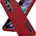 for Samsung Galaxy S23 Plus Case with Kickstand Case 3-Layer Military Grade Protective Case Cover Silicone Rugged Shockproof for Galaxy S23 Plus S23+ Phone Case (Red+Black)