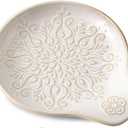 Farmhouse Ceramic Spoon Rests Holder for Kitchen Counter Stove Top (White-A3)