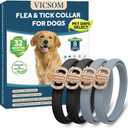 Flea and Tick Collar for Dogs 4 Pack, 32 Months Prevention, Waterproof, Adjustable for Small Medium Large Dogs Puppies (Black and Grey)