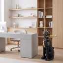 Geometric Dog Sculpture Animal Side Table with Tray and Tissue Box(Black)