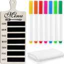 Maxdot Weekly Menu Board Kitchen 16.5 x 6.3 Inches Wood Menu Planner Board with 7 Markers and Towel Kitchen Weekly Planner Plaque Wall Signs for Dinning Room Home Decor