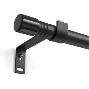 5/8 inch Small Black Curtain Rod for Windows 17 to 52 Inch, Adjustable Cafe Window Curtain Rod With Brackets