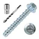3/8 x 3 50pcs Concrete Screws, Nickel Plated Concrete Screw Drill Bit Set for Anchoring Masonry, Brick or Concrete Block (50pcs)