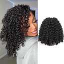 ToyoTress Burmese Curly Crochet Human Hair - 10 Inch 250G Feather Crochet Human Hair Miracle Knots For Black Women Natural Color Invisible Knotless Braiding Hair (10 Inch, 1B-250G)