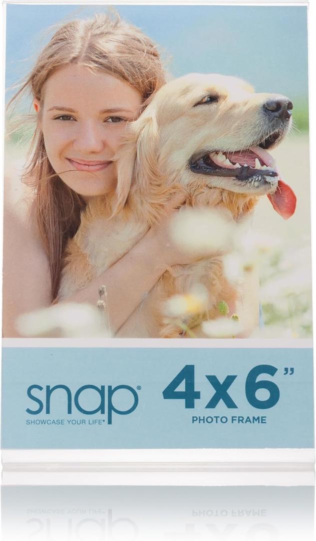 Set of 8 Snap - 4"x6" Clear Acrylic Self Standing Photo Frames - Perfect for Showcasing Memories in Style - Versatile and Durable Design for Home or Office Décor - Rectangular TableTop - Single Picture Frame