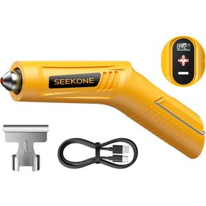 SEEKONE Cordless Mini Heat Gun with 4-Temp Settings (Up to 842F/450C) and Memory Function, 3.6V Lithium Hot Air Gun, USB Charge with Reflector Nozzle for Crafting, Resin Heating and Shrink Wrapping