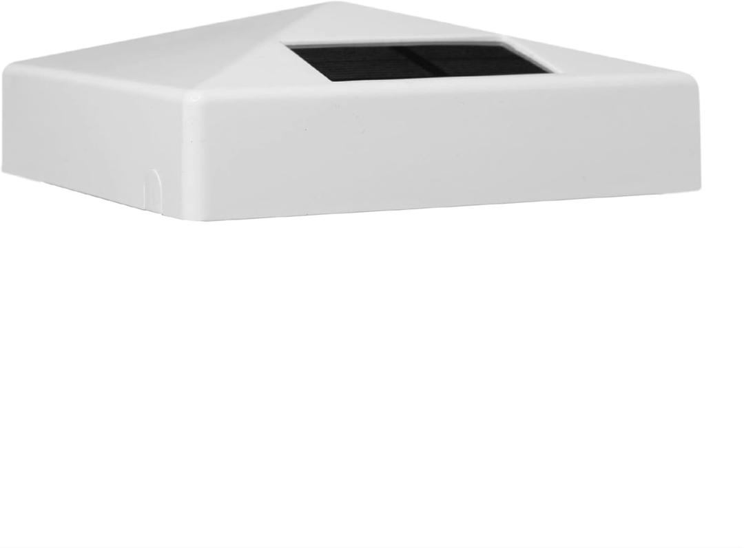 Classy Caps 5x5 White PVC Pyramid Solar Post Cap - High Performance, Energy Efficient, Outdoor Solar Lighting, Durable White PVC, Fits Standard 5x5 Posts