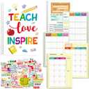 ceiba tree Christmas Teacher Gifts Bulk Teacher Planner with Vinyl Stickers Sticky Notes Set Pen and Affirmation Cards Stationary Set for Women Men Happy Holidays