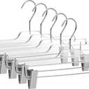 Quality Lucite Acrylic Clear Skirt Pants Trousers Bottom Hangers with Adjustable Chrome Metal Clips, Made of Clear Acrylic for a Luxurious Look and Feel with Swivel Hook (Clear - Pant/Skirt, 5)