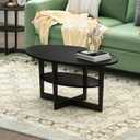 Furinno Oval Coffee Table, Walnut, 19.7"D x 35.4"W x 16.4"H