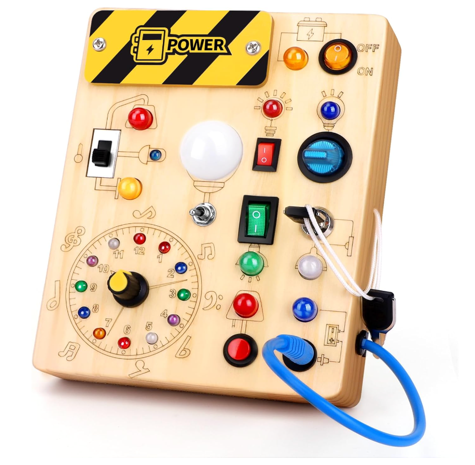 Grarain Busy Board for Toddlers - Montessori Educational Toy for 1-3 Year Old Boys & Girls | Travel-Friendly Sensory Learning Activity | Ideal for Kids with Autism(Clocks Busy Board)