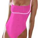 SherryDC Women's One Piece Swimsuit Cross Back Color Block High Cut Bathing Suit (Large, 130-rose Red)