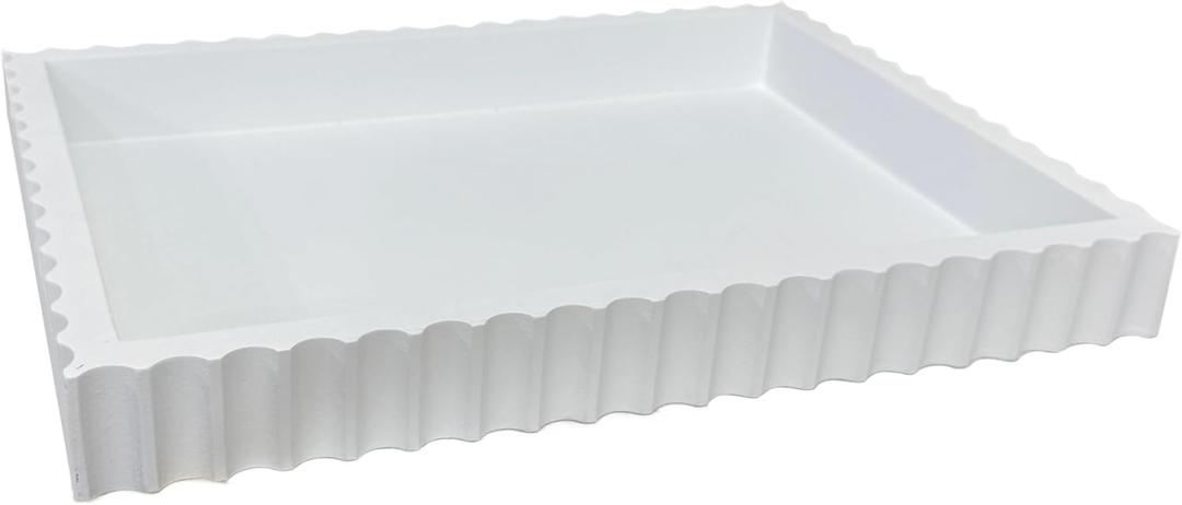 Wood Decorative Tray for Coffee Table, 17.91 x 5.12 inches White Serving Tray for Accent Table, Console Table (White)