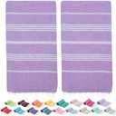 PARK&OZ Turkish Beach Towels 2 Pack – Oversized 100% Cotton Quick Dry Absorbent Sand-Free Blanket 72x40, ExtraLarge Lightweight Pool Towels for Adults Women Men, Sand Resistant, Perfect Travel (Lilac)