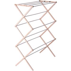 Household Essentials 5001 Collapsible Folding Wooden Clothes Drying Rack For Laundry | Pre Assembled (Natural/White Birch)