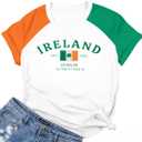 ST Patricks Day Shirt Women Tee Tops Orange Green (White, M)