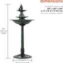 Alpine Corporation 40" Tall Outdoor 3 Tier Pedestal Water Fountain with Vintage Birdbath Accent, Garden Decor, Green
