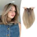 Hair Topper 12inch Clip in Synthetic Hair Toppers for Women with Thinning Hair Lightweight and Breathable 6.5"X6.5" Big Base Toppers Hair Pieces for Women Daily Wear Ombre Blonde with Dark Root
