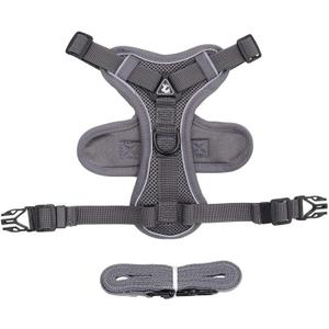 Cat Harness with 1.5m Traction Leash for Small Medium Dog No Pull Breathable Reflective Adjustable (XL, GRAY)