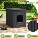 Outdoor Cat House Weatherproof, Resin Cat Houses for Outdoor Indoor Cats, Cat Box Enclosure, Easy to Assemble & Clean, Black