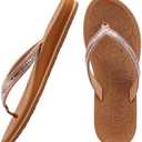 ONCAI Women's Flip Flops with Rhinestone, Arch Support Yoga Mat Comfort Walking Summer Beach Thong Sandals with Plantar Fasciitis Rubber Soles US Size 6-8