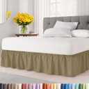 Wrap Around Dust Ruffle Bed Skirt - Khaki - for King Size Beds w/ 21 Inch Drop - Easy Fit Elastic Strap - Adjustable Pleated Bedskirt w/Brushed Fabric - Wrinkle & Fade Free - Women, Men, Kids & Teens