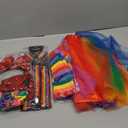 Ramede 7 Pcs Clown Costume Set for Women Rainbow Tutu Skirt Clown Striped Sock Y Back Adjustable Suspender Hair Scrunchies Bow Tie Headband Circus Accessories for Women Halloween Carnival Cosplay