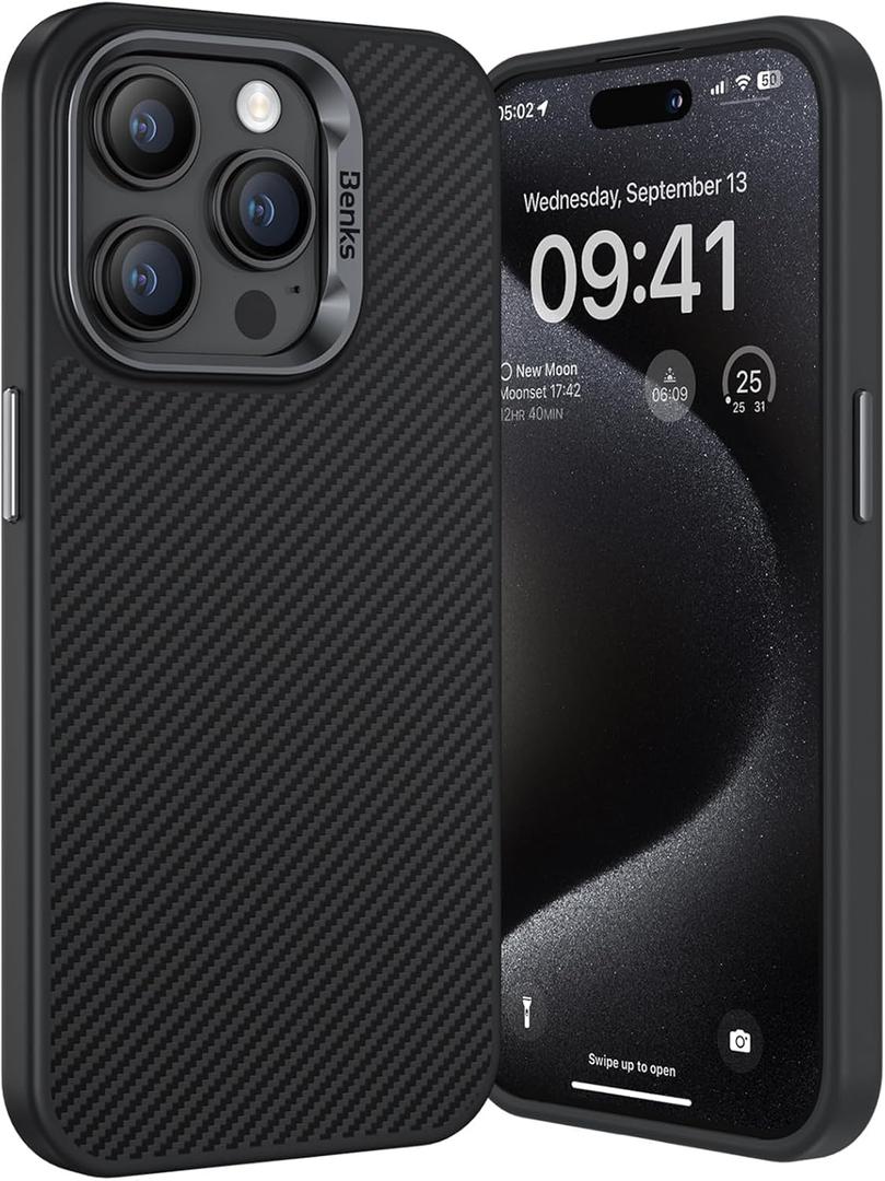BENKS Magnetic Case for iPhone 15 Pro Max, Built with Dupont Kevlar 600D Aramid Fiber [Compatible with Magsafe], [Military Grade Drop Protection] Anti-Scratch Non-Slip Shockproof Cover, 6.7 inch